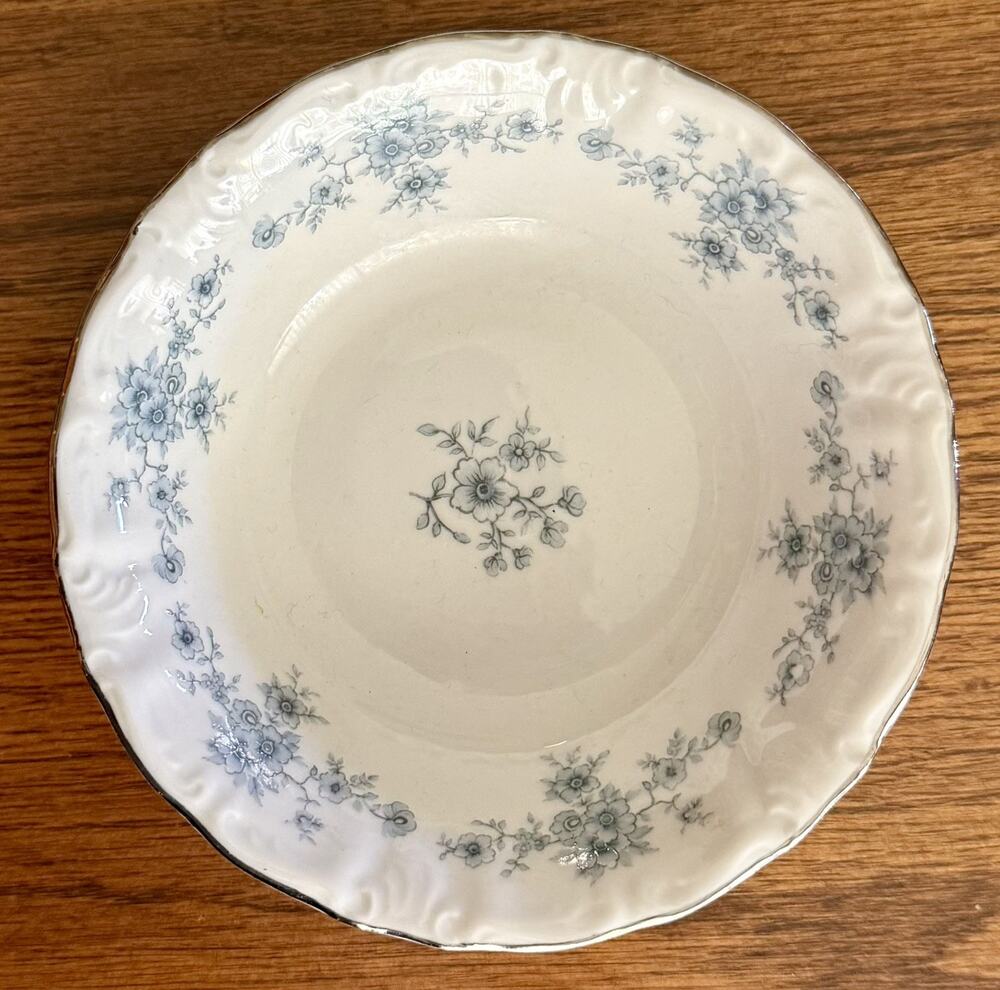 Winterling Bavaria Renaissance Porcelain 5.25” Fruit Bowl Blue Floral Platinum